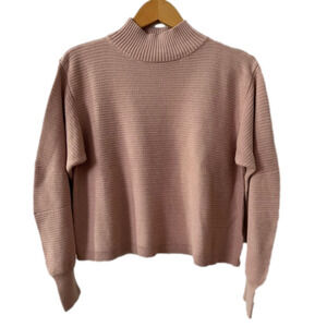 TopShop knitted ribbed mock neck oversized pastel light pink cropped sweater M
